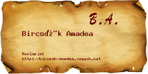 Bircsák Amadea névjegykártya